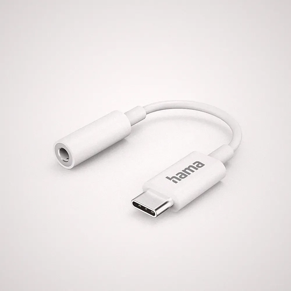 HAMA Aux-Adapter USB-C – 3,5-mm-Klinke-Buchse, Weiß (00201524) #1907323