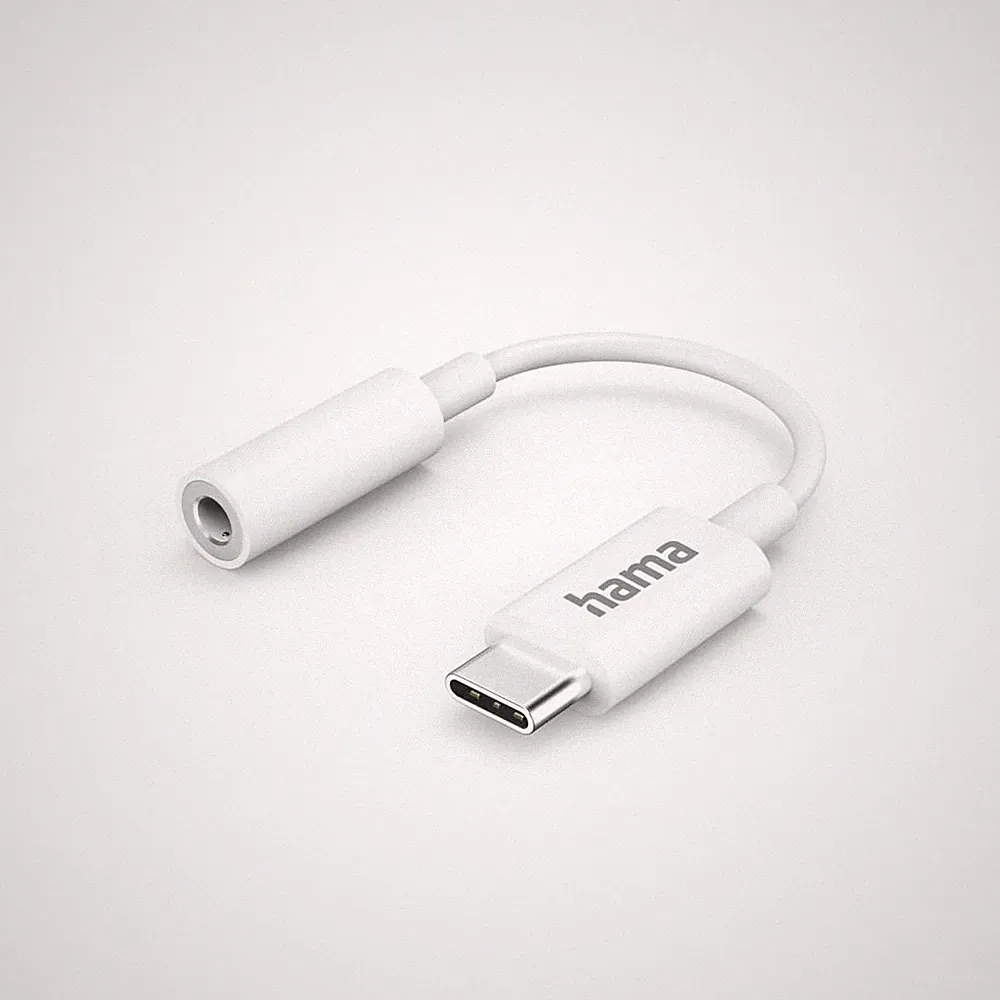 HAMA Aux-Adapter USB-C – 3,5-mm-Klinke-Buchse, Weiß (00201524) #1907323