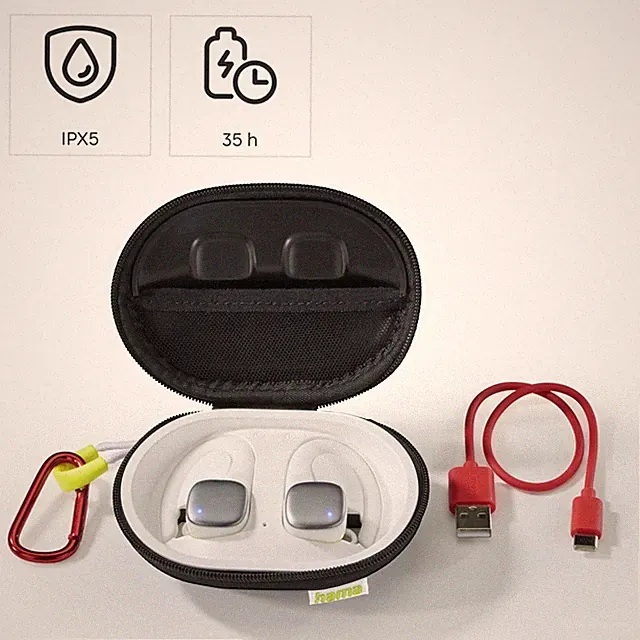 Hama Bluetooth Kopfhörer In Ear Spirit Athletcis Sport Ohrhörer kabellos TWS, WH
