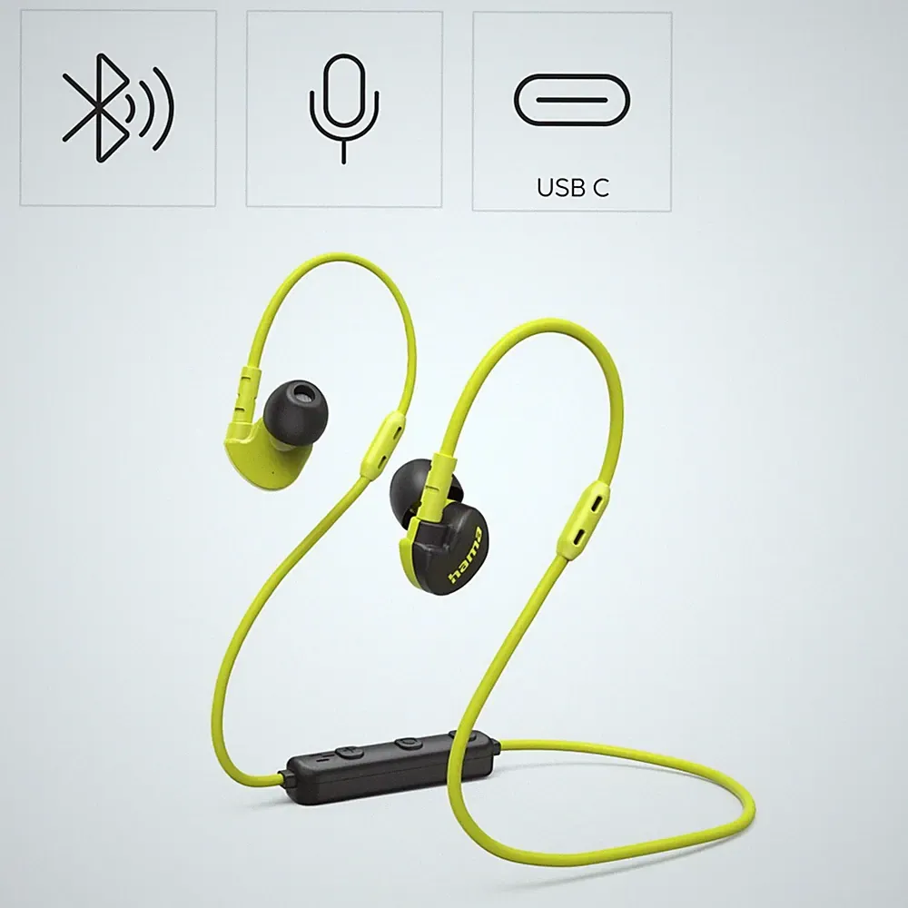 Hama Bluetooth Kopfhörer In Ear Sport Neckband Ohrhörer Headset + Mikrofon SW/GE