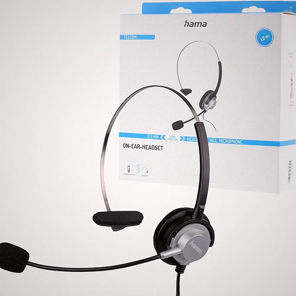 Hama Headset Kopfhörer 2,5mm Klinke für DECT Schnurlos Telefon Gigaset Cisco SPA