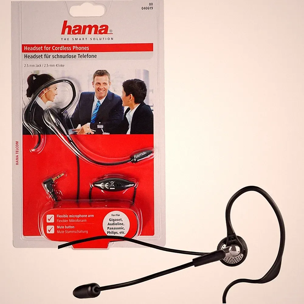 Hama Headset Kopfhörer 2,5mm Klinke für DECT Telefon Panasonic Audioline Philips