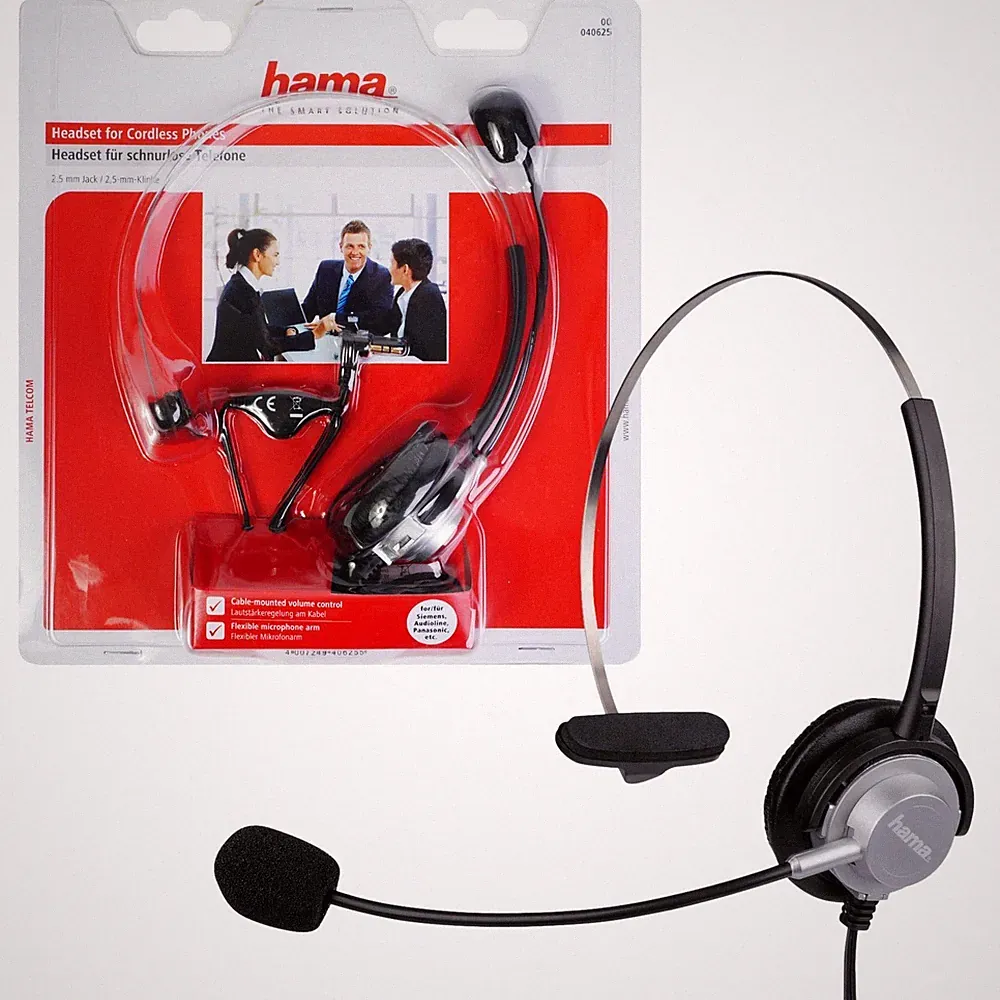 Hama Headset Kopfhörer 2,5mm Klinke Klinken-Stecker für DECT Telefon Gigaset etc