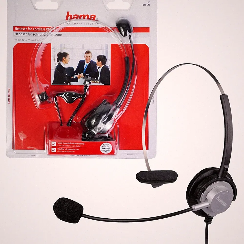 Hama Headset Kopfhörer 2,5mm Klinke Klinken-Stecker für DECT Telefon Gigaset etc