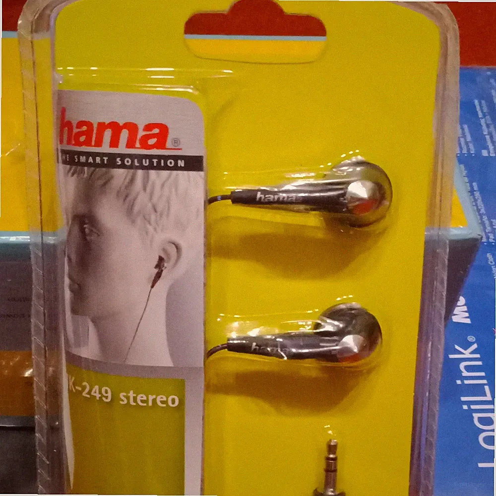 Hama HK-249 Stereo In-Ear-Kopfhörer, 3,5 mm, Silber/Schwarz, 32 Ohm, 1 m Kabel