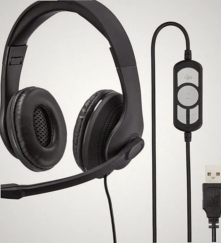 Hama HS USB 300 PC Office Headset On Ear Kopfhörer Mikrofon Call Center Büro 311
