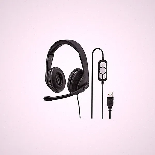 Hama HS USB 300 PC Office Headset On Ear Kopfhörer Mikrofon Call Center Büro