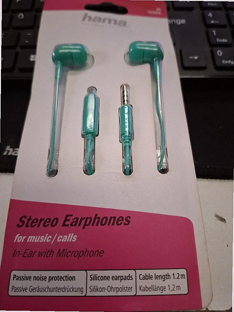Hama Kopfhörer grün, In-Ear Earphones, Mikrofon, Handy, 3,5mm Klinke, 00184006