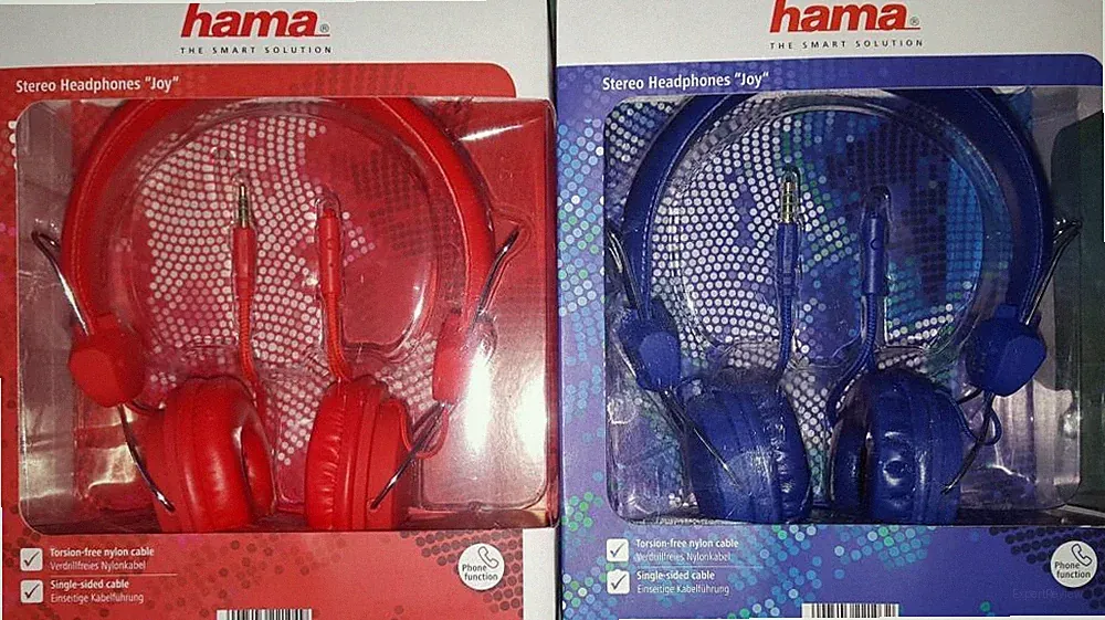 Hama Kopfhörer mit Telefonfunktion 32 Ohm Mit Mikrofon und Rufannahme rot blau
