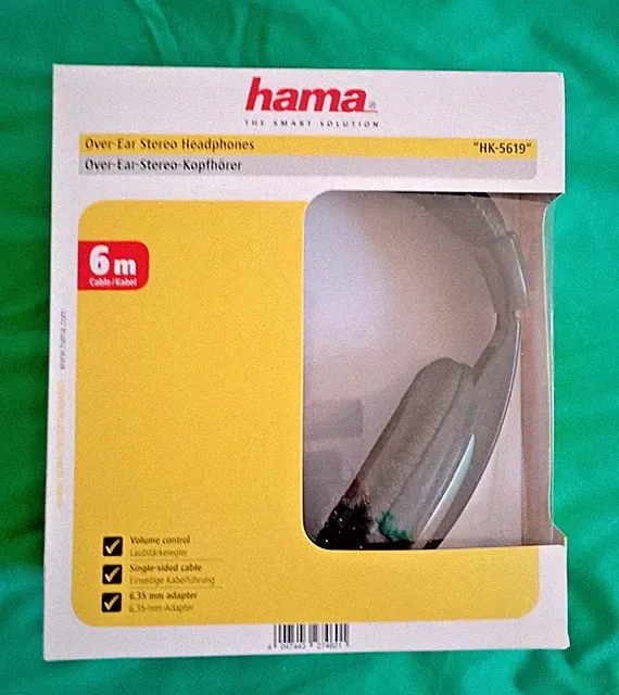 Hama Kopfhörer -Stereo Kabelgebunden HK-5619 mit 6m anschlusskabel NEU Ovp