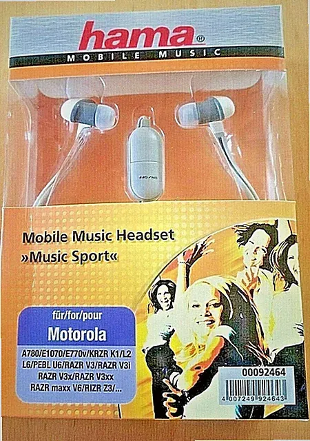 Hama Mobile Music Headset " Music Sport " für Motorola inkl. Tasche OVP