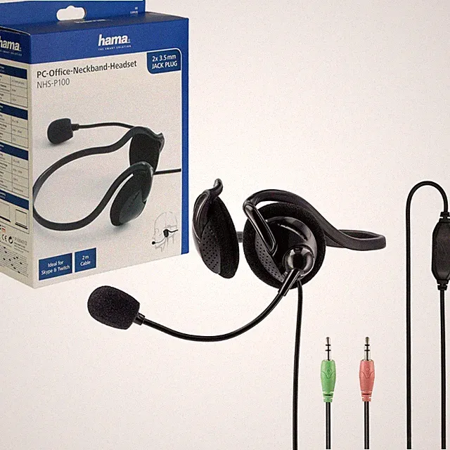Hama Neckband Headset Nackenbügel 2x 3,5mm Stereo PC Kophörer mit Mikrofon Mikro