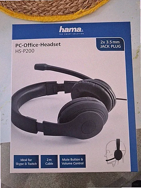 Hama Over Ear Stereo Headset HS-P200 2m Kabel Mikrofon 3,5 Klinke AUX PC Office