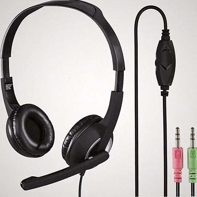 Hama PC Office Headset 2x 3,5mm Klinke Stereo Kophörer mit Boom Mikrofon Mikro