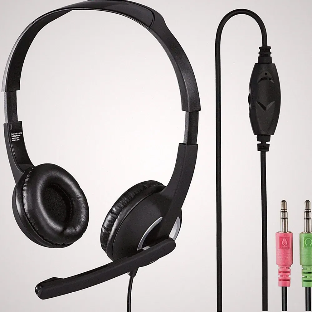 Hama PC Office Headset 2x 3,5mm Klinke Stereo Kophörer mit Boom Mikrofon Mikro
