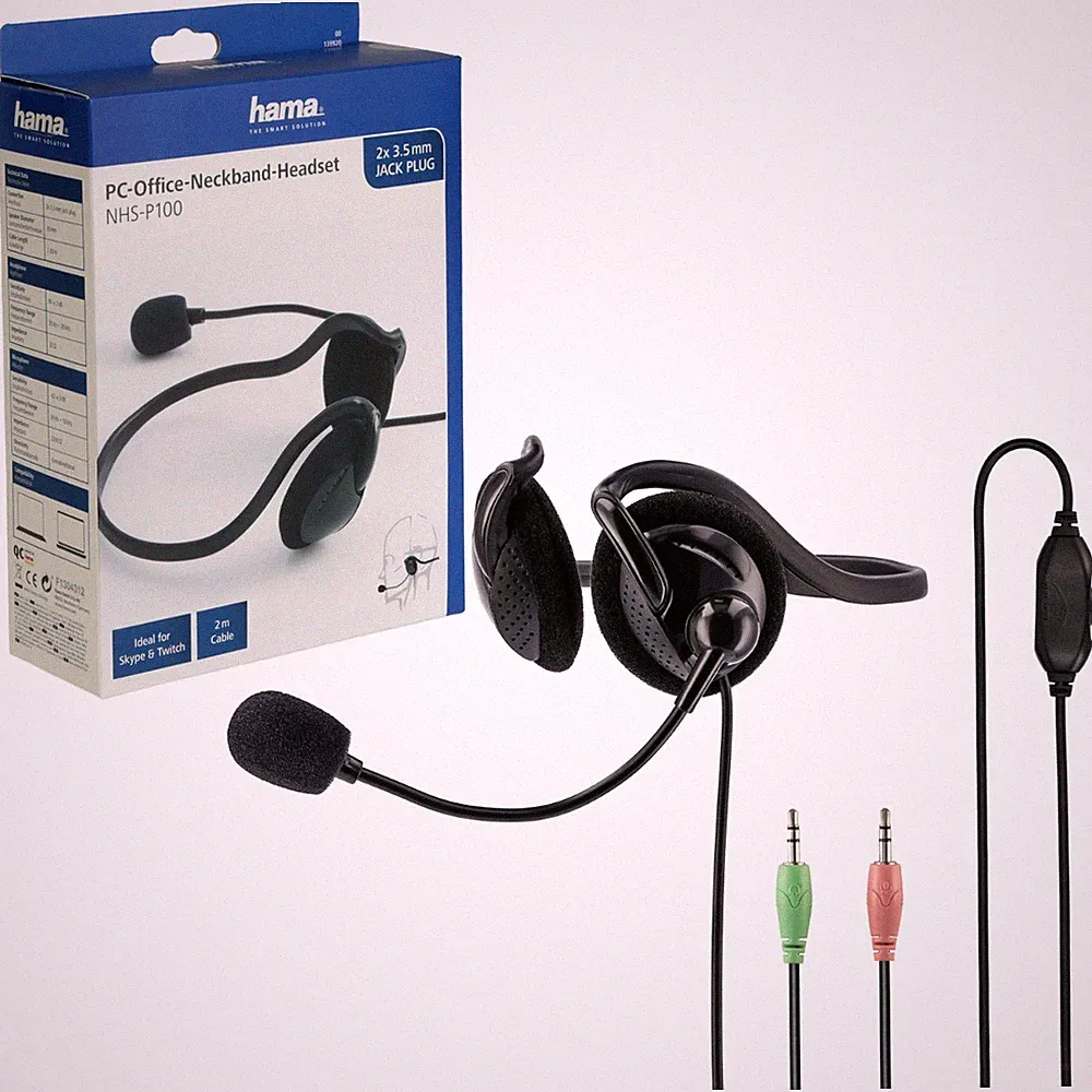 Hama PC Office Headset Nackenbügel 3,5mm Klinke On-Ear Bügel Kophörer Mikrofon