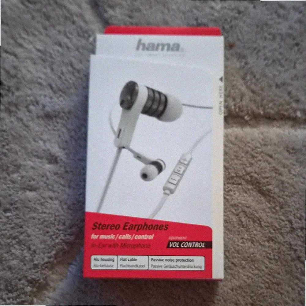 Hama Stereo Earphones In-Ear-Kopfhörer 3,5 mm mit Mikrofon, Volume 1,2 m weiß