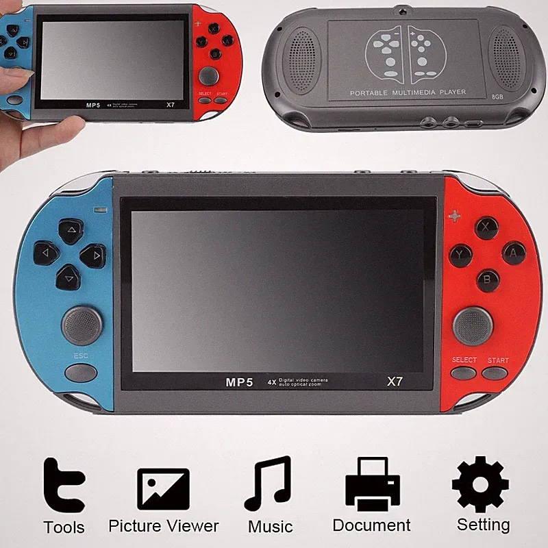 Handheld Spielkonsole 2000+Spiele 4,3" Kinder Videospielkonsole mit Kopfhörer