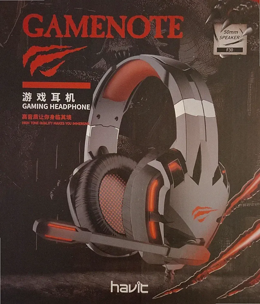 havit Gaming Headset F30, Gaming Kopfhörer mit Surround Sound 50mm LED-Licht-Rot