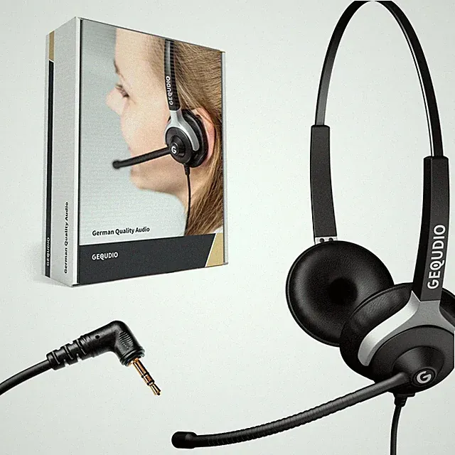 Headset 2-Ohr mit 2,5mm Klinke für Gigaset Cisco SPA Panasonic DECT Telefon, 80g