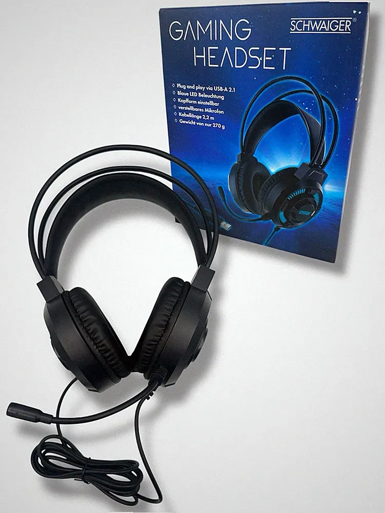 Headset Gaming Kopfhörer Mikrofon Gamer kabelgebunden USB -Blaue LED Beleuchtung