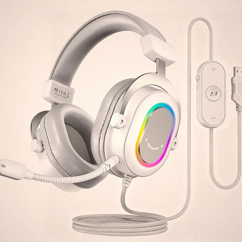 Headset Gaming PC Over-Ear Kopfhörer mit Kabel USB Headphone Surround Sound