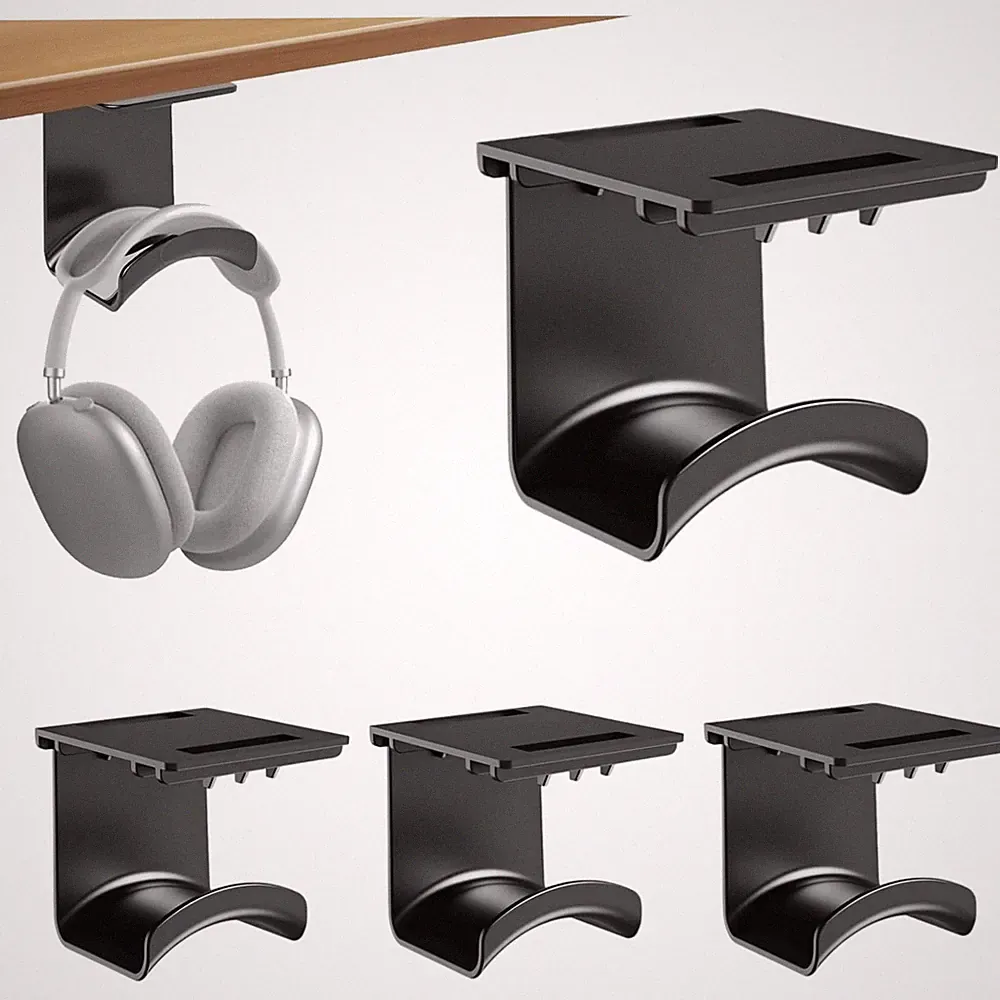 Headset Halterung Kopfhörer Wand Tisch Set schwarz