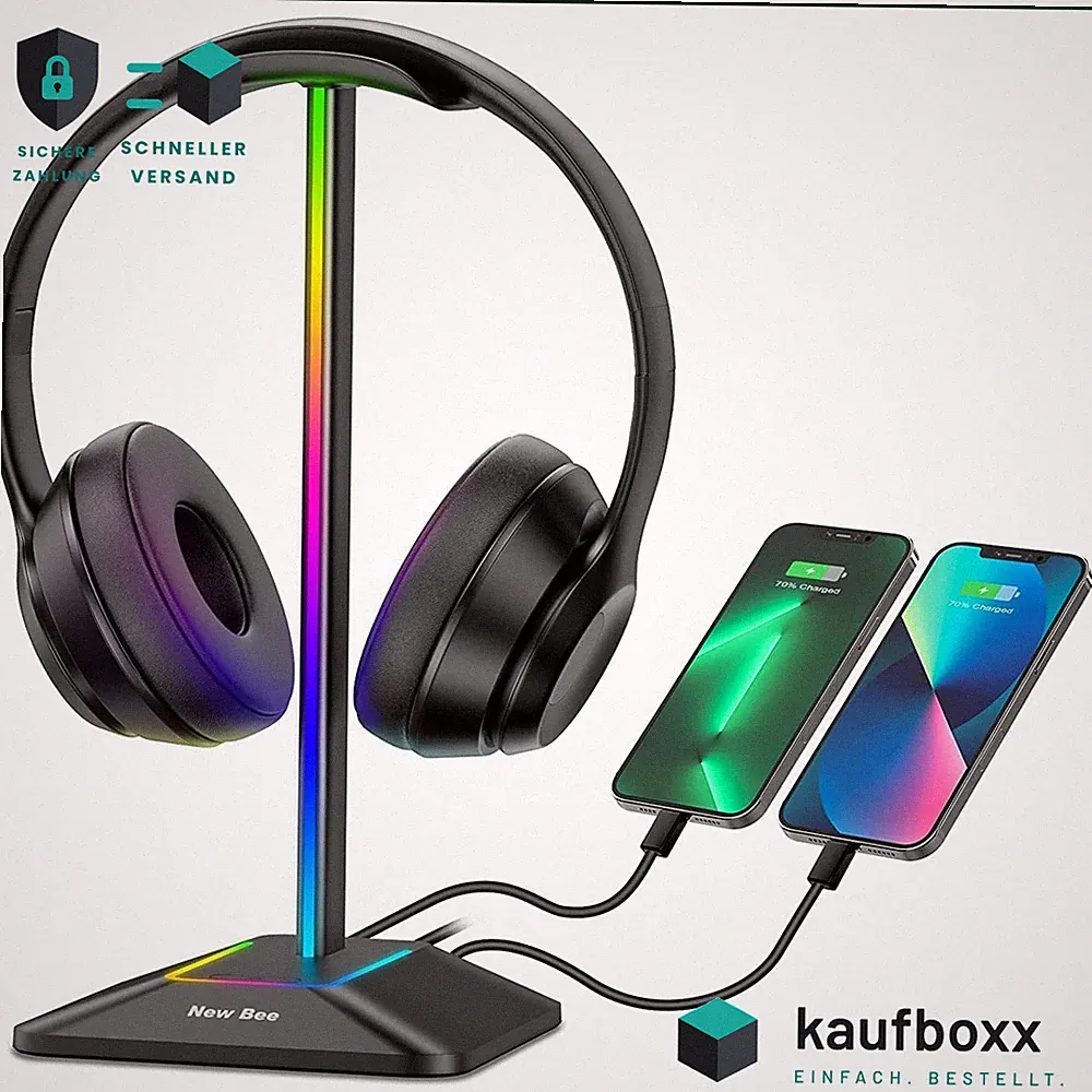 Headset Halterung RGB 7 Leuchtmodi Schwarz für alle Kopfhörer Gaming Zubehör