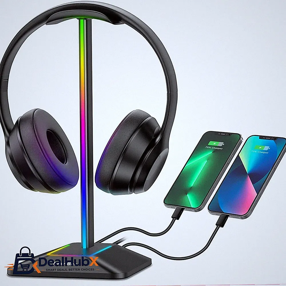 Headset Halterung RGB 7 Leuchtmodi Schwarz für alle Kopfhörer Gaming Zubehör
