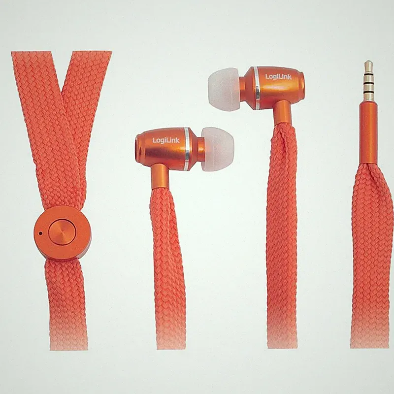 Headset Kopfhörer stereo In-Ear kabelgebunden Handy Tablet 3,5mm Steckerorange