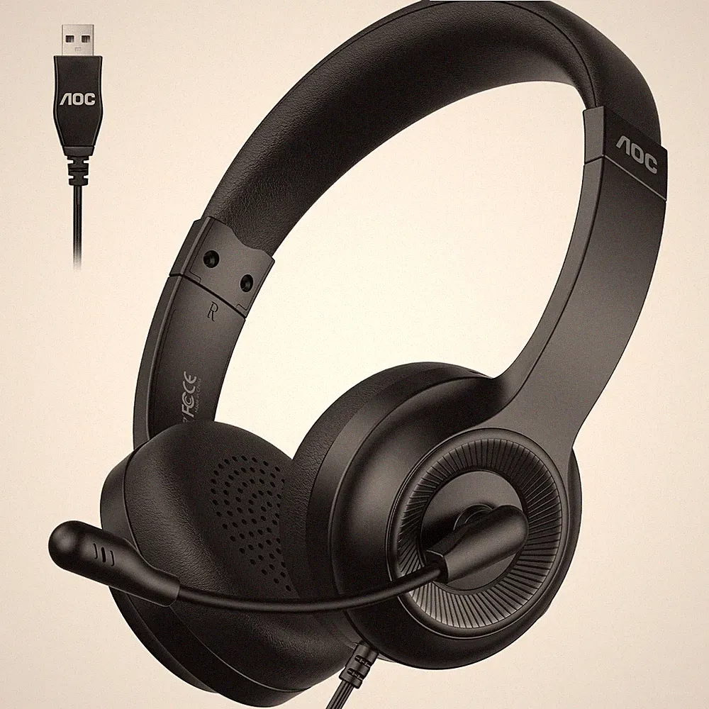 Headset mit Mikrofon, Kabelgebundene On-Ear PC-Headsets mit Geräuschunterdrüc...