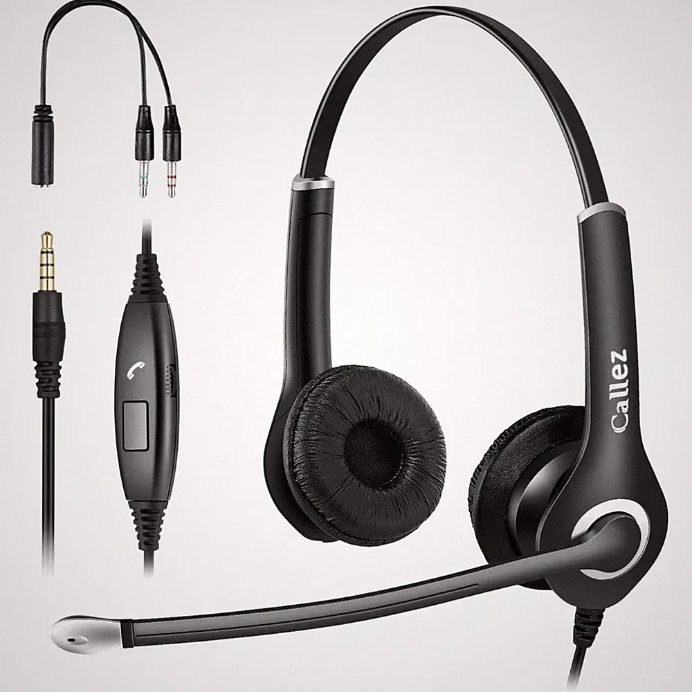 Headset PC 3,5mm Klinke mit Mikrofon Noise Cancelling, On-Ear Stereo Kopfhöre...