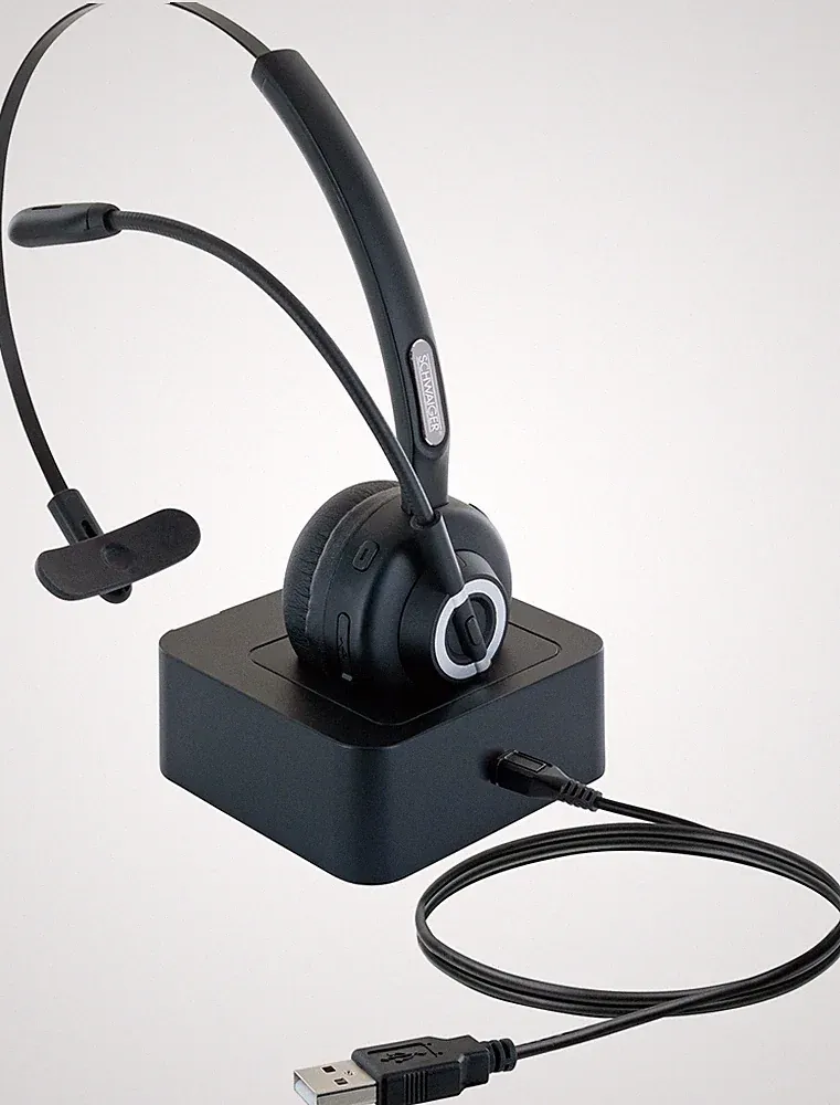 Headset PC Kopfhörer Bluetooth kabellos Mikrofon On Ear Ladestation schwarz
