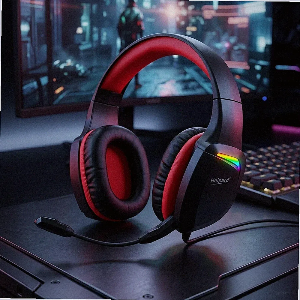 Heipard - Gaming Headset Over-Ear Stereo - Kopfhörer & Mikrofon für PC, Laptop