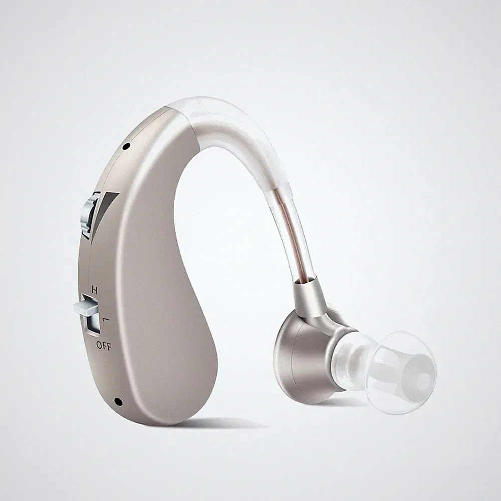 Hinter dem Ohr Kopfhörer Bluetooth wiederaufladbar Geräuschunterdrückung Silber