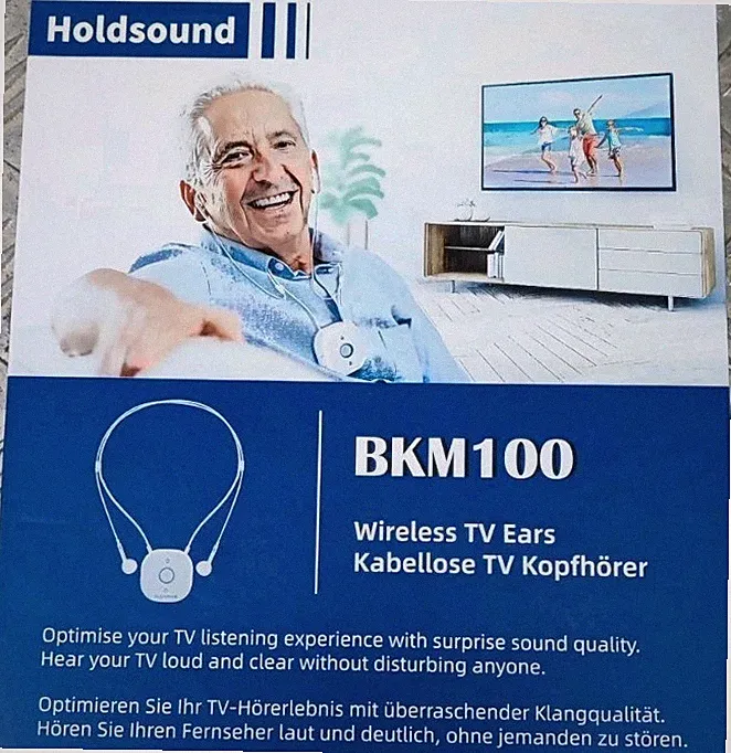 Holdsound BKM100 Kabellose TV Kopfhörer Kinnbügel Funkkopfhörer Senioren |...