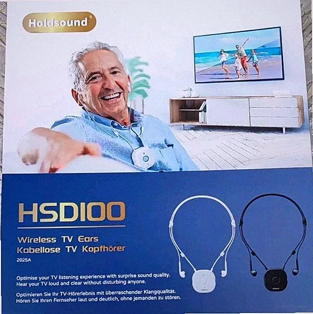 Holdsound HSD100 Kabellose TV Kopfhörer Funkkopfhörer Kinnbügel Senioren |...