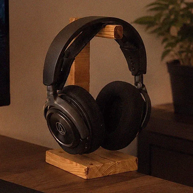 Holz Kopfhörerhalter Kopfhörerständer für Over-Ear universell Braun Handmade