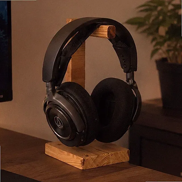 Holz Kopfhörerhalter / Kopfhörerständer Headphone Stand universell Braun Stylisc