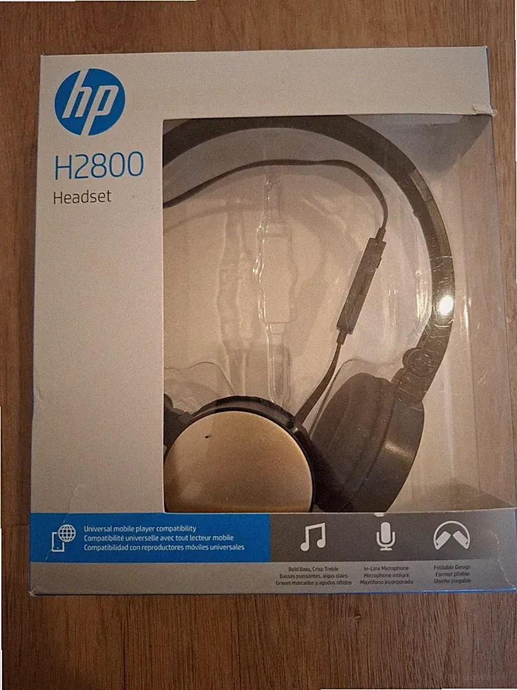HP H2800 Kabelgebundene Kopfhörer 3,5 mm Headset mit Mikrofon Schwarz/Gold