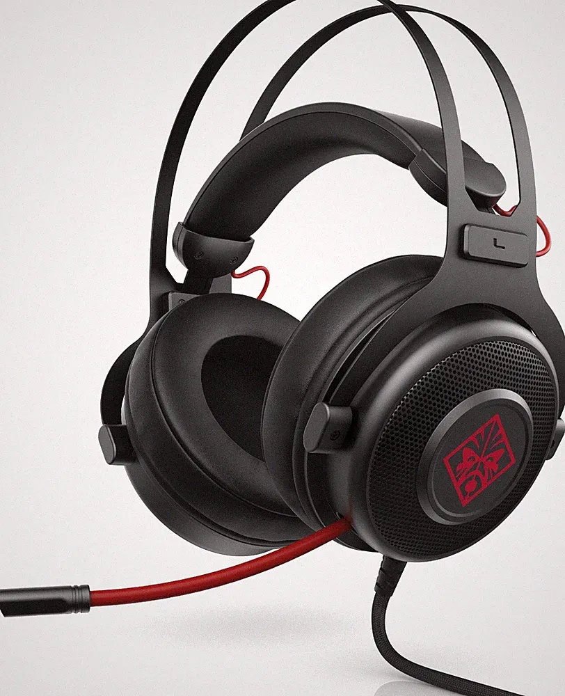 HP Headset Kopfhörer Gaming Omen 800 kabelgebunden schwarz / rot Kopfband