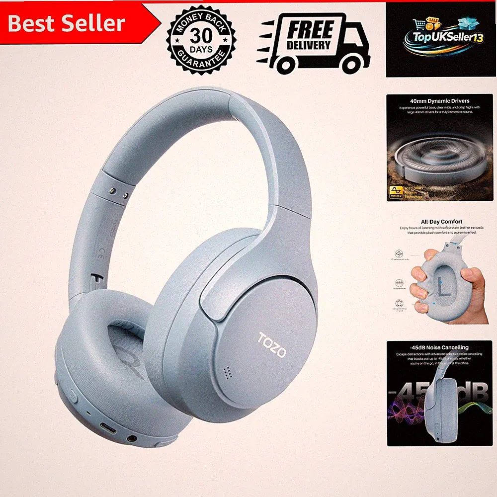 HT3 Bluetooth Kopfhörer Active Noise Cancelling Wireless Over Ear 90H Playti...