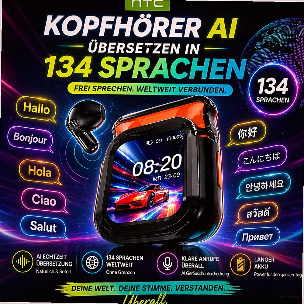 HTC NE20 Bluetooth 6.0 Übersetzungs-Kopfhörer IPX4 wasserdicht Lange Akkulaufzei