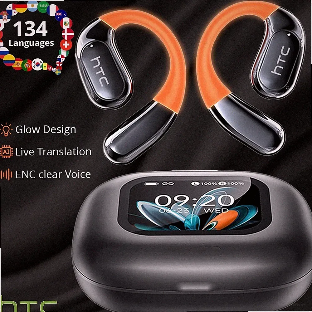 HTC NE27 Übersetzer Ohrhörer - Echtzeit Übersetzer Kopfhörer 130+ Sprachen Glow