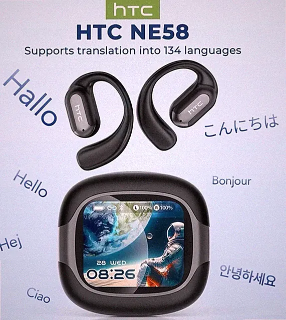 HTC NE58 Wireless Earphones | 131 Language Trans- Built-in Mic, Touch Control