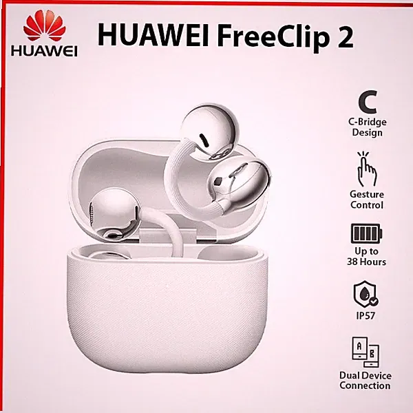 Huawei FreeClip 2 WHITE HD Call Touch Control Clip-on Open Ear Earphone Earbuds