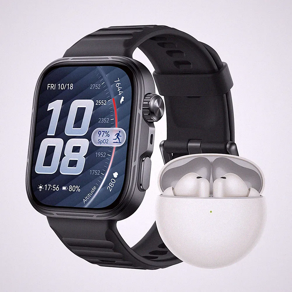 HUAWEI WATCH FIT 5 Pro + FreeBuds 7i Weiß Smartwatch und Kopfhörer Fluorelastome