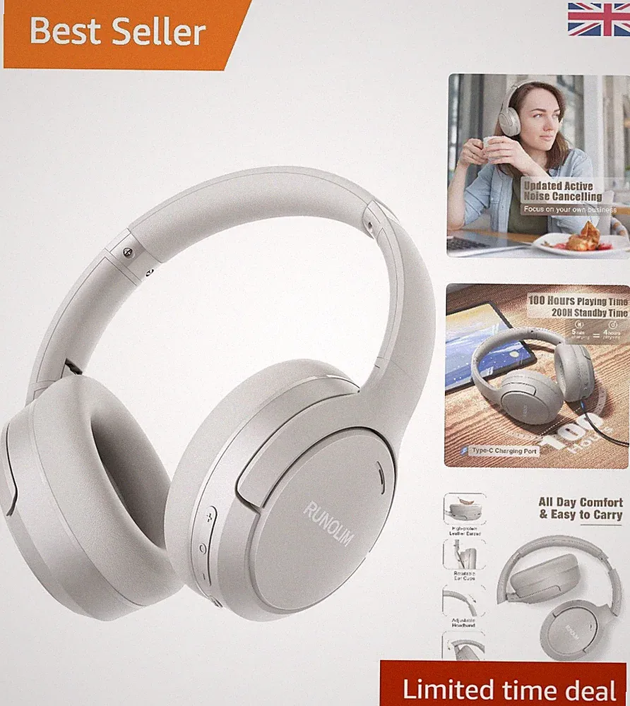 Hybrid Active Noise Cancelling Kopfhörer - 100H Spielzeit & HiFi Audio