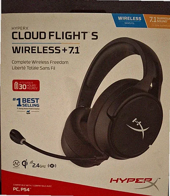 HyperX Cloud Flight S - Kabelloses Gaming Headset, 7.1 Surround Sound, 30 Stunde