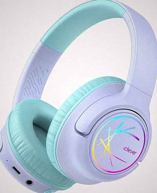 iClever BTH18 Kids Bluetooth Headphones LED Lights Safe Volume Wireless 43H Play
